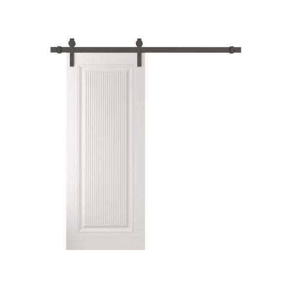 Barn Door 18 x 80 inches | ROYAL 9888 White Enamel | 6.6FT Rail Track Heavy Hardware Set | Solid Panel Interior Doors