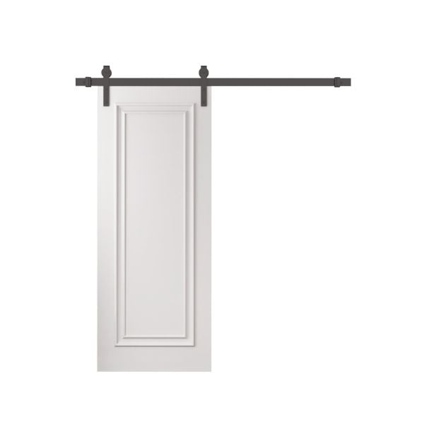 Barn Door 18 x 80 inches | ROYAL 9811 White Enamel | 6.6FT Rail Track Heavy Hardware Set | Solid Panel Interior Doors