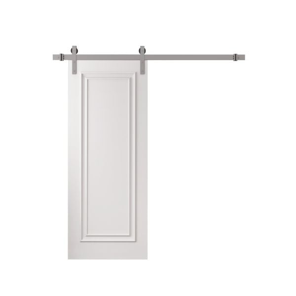 Barn Door 18 x 80 inches | ROYAL 9811 White Enamel | 6.6FT Silver Rail Track Heavy Hardware Set | Solid Panel Interior Doors