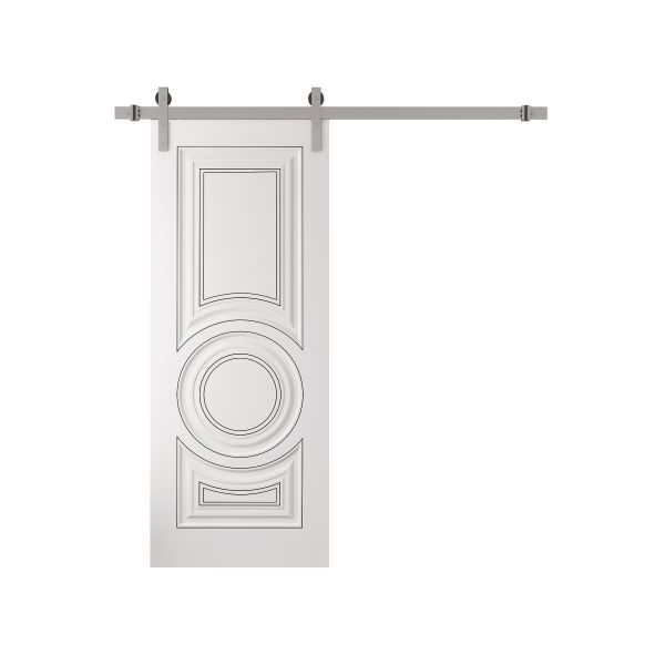 Barn Door 18 x 80 inches | ROYAL 9855 White Enamel | 6.6FT Silver Rail Track Heavy Hardware Set | Solid Panel Interior Doors