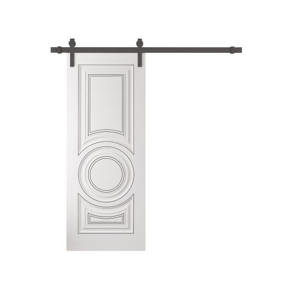 Barn Door 18 x 80 inches | ROYAL 9855 White Enamel | 6.6FT Rail Track Heavy Hardware Set | Solid Panel Interior Doors