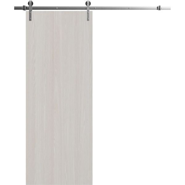 Modern Barn Door 18 x 80 inches | BASIC 3001 Ash | 6.6FT Silver Rail Track Heavy Hardware Set | Solid Panel Interior Doors