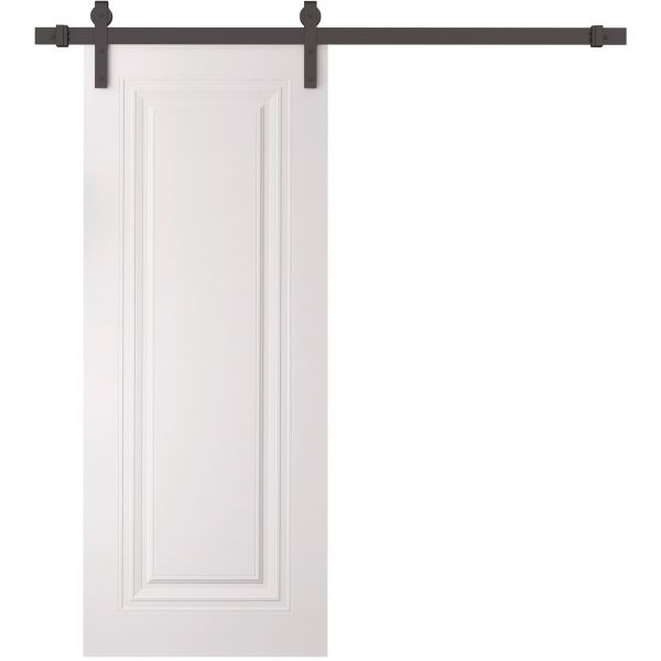 Barn Door 18 x 80 inches | BASIC 9111 White | 6.6FT Rail Track Heavy Hardware Set | Solid Panel Interior Doors