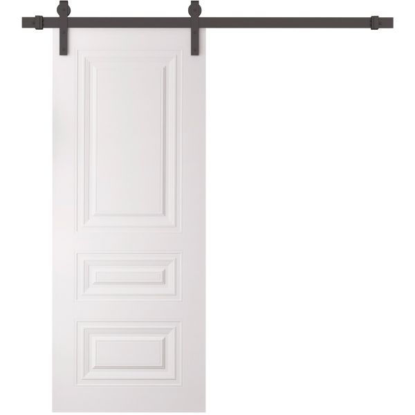 Barn Door 18 x 80 inches | BASIC 9233 White | 6.6FT Rail Track Heavy Hardware Set | Solid Panel Interior Doors