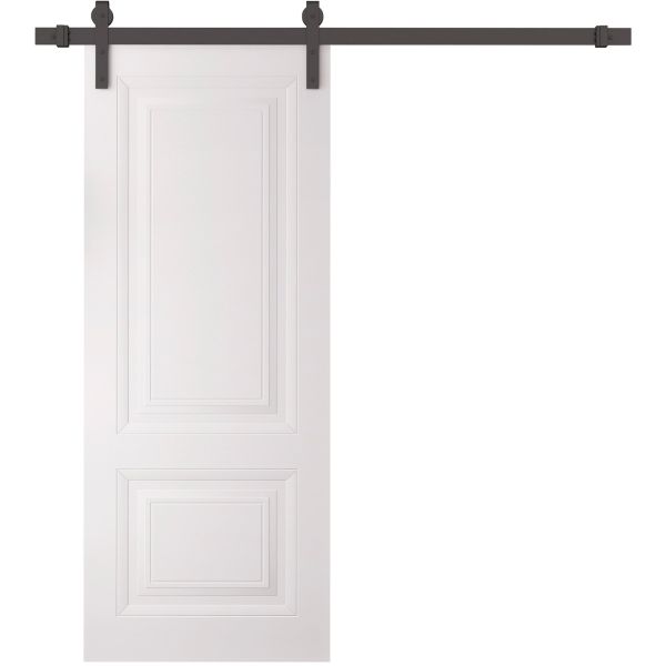 Barn Door 18 x 80 inches | BASIC 9422 White | 6.6FT Rail Track Heavy Hardware Set | Solid Panel Interior Doors