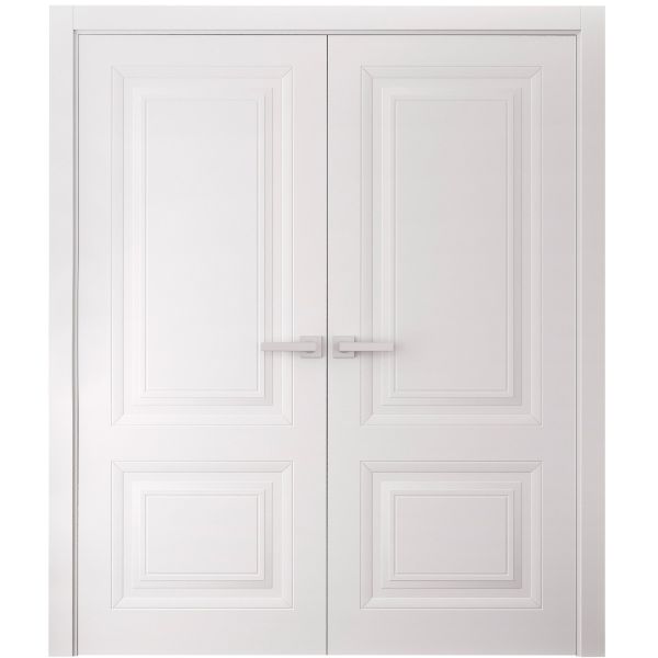 Interior Double Doors 36 x 80 inches | BASIC 9422 White | Wood Interior Solid Panel Frame | Closet Bedroom Doors