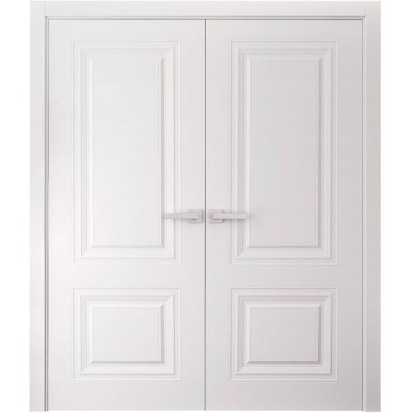 Interior Double Doors 36 x 80 inches | BASIC 9772 White | Wood Interior Solid Panel Frame | Closet Bedroom Doors