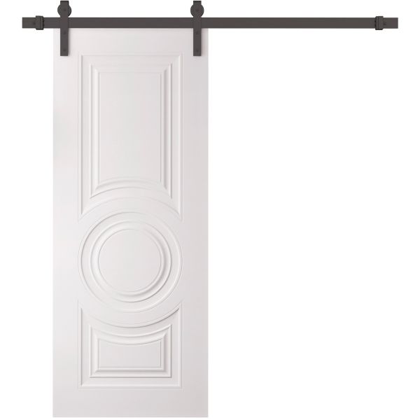 Barn Door 18 x 80 inches | BASIC 9801 White | 6.6FT Rail Track Heavy Hardware Set | Solid Panel Interior Doors