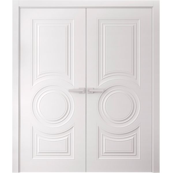 Interior Double Doors 36 x 80 inches | BASIC 9801 White | Wood Interior Solid Panel Frame | Closet Bedroom Doors