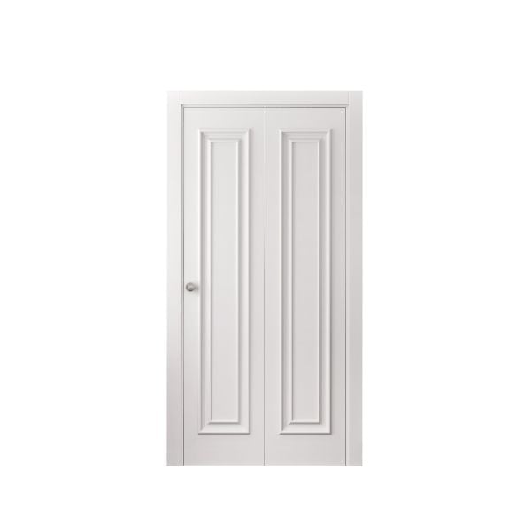 Sliding Closet Bi-fold Doors 36 x 80 inches | ROYAL 9811 White Enamel | Sturdy Tracks Moldings Trims Hardware Set | Wood Solid Bedroom Wardrobe Doors