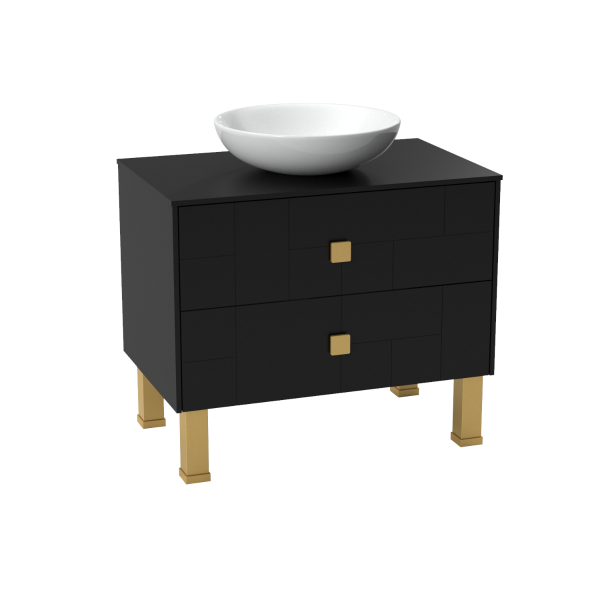 Modern Free Standing Bathroom Vanity with Washbasin | Dune Black Matte Collection | Non-Toxic Fire-Resistant MDF