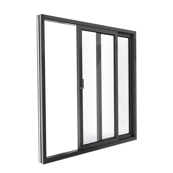 Patio Exterior Metal-Plastic Sliding Doors / Patio 8166 Matte Black 72" x 80" Left active door / Tempered Clear Glass Bypass Door