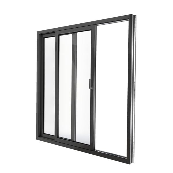 Patio Exterior Metal-Plastic Sliding Doors / Patio 8166 Matte Black 64" x 80" Right active door / Tempered Clear Glass Bypass Door
