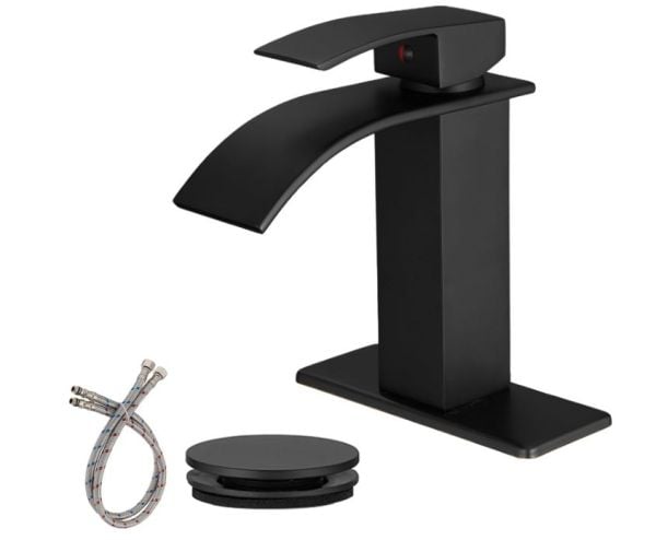 Matte Black Vessel Sink Faucet, Single Handle Bathroom Faucet for Sink 1 Hole, Lavatory Vanity Tap