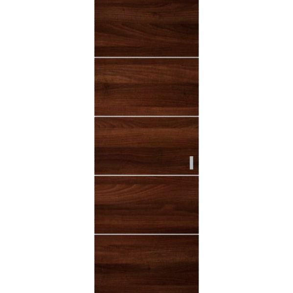 Hidden Barn | Planum 0020 Chocolate Ash | Sturdy Finished Doors | Magic Concealed Sliding Set 28" x 80"