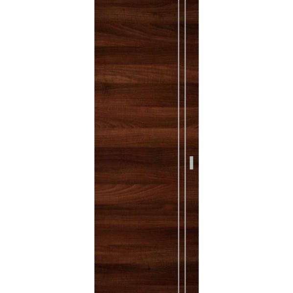 Hidden Barn | Planum 0310 Chocolate Ash | Sturdy Finished Doors | Magic Concealed Sliding Set 28" x 80"