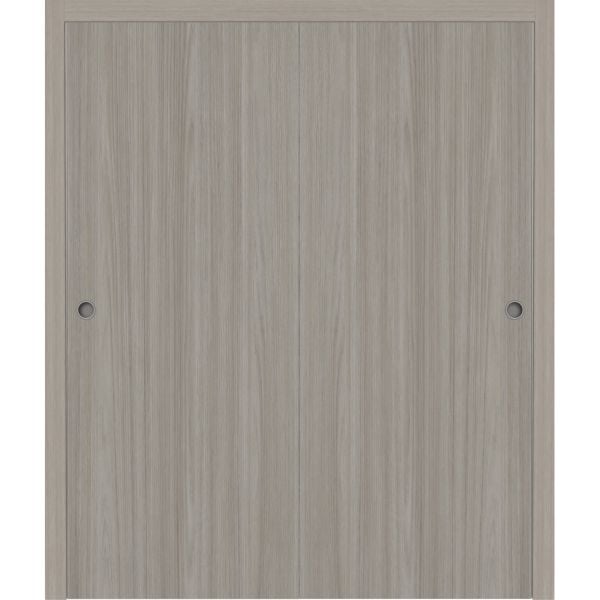 Sliding Closet Bypass Doors 56 x 80 inches | BASIC 3001 Oak | Rails Hardware Set | Wood Solid Bedroom Wardrobe Doors
