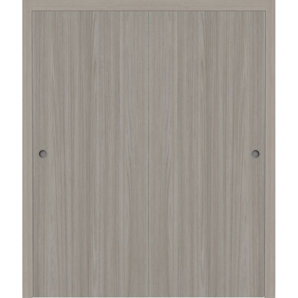 Sliding Closet Bypass Doors 84 x 80 inches | BASIC 3001 Oak | Rails Hardware Set | Wood Solid Bedroom Wardrobe Doors