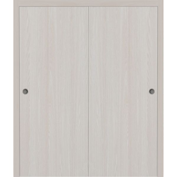 Sliding Closet Bypass Doors 36 x 80 inches | BASIC 3001 Ash | Rails Hardware Set | Wood Solid Bedroom Wardrobe Doors