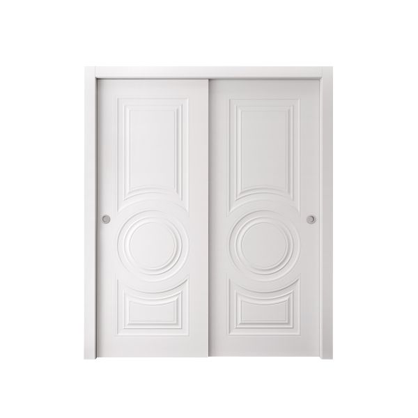 Sliding Closet Bypass Doors 36 x 80 inches | BASIC 9801 White | Rails Hardware Set | Wood Solid Bedroom Wardrobe Doors