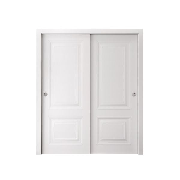 Sliding Closet Bypass Doors 36 x 80 inches | BASIC 9422 White | Rails Hardware Set | Wood Solid Bedroom Wardrobe Doors