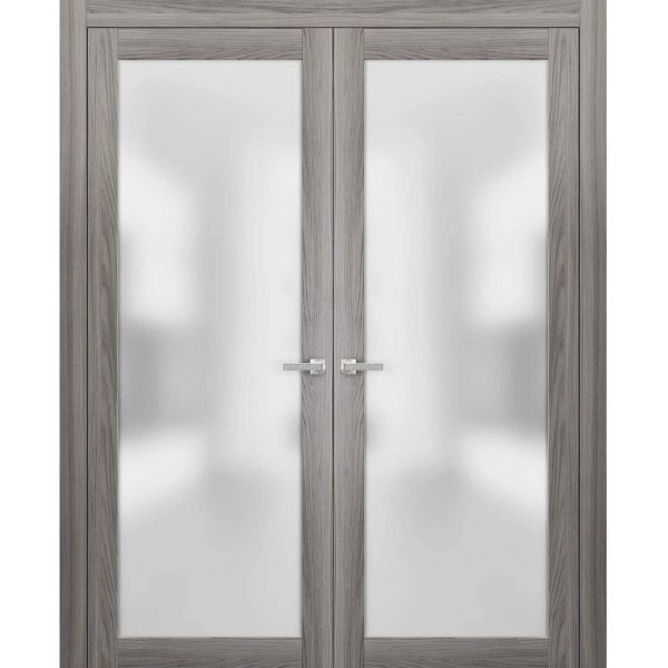 Planum 2102 Interior Sliding Closet Double Doors Ginger Ash with Frames Hardware