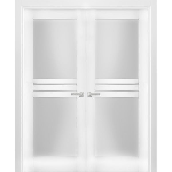 Solid French Double Doors / Mela 7444 White Silk / Wood Solid Panel ...