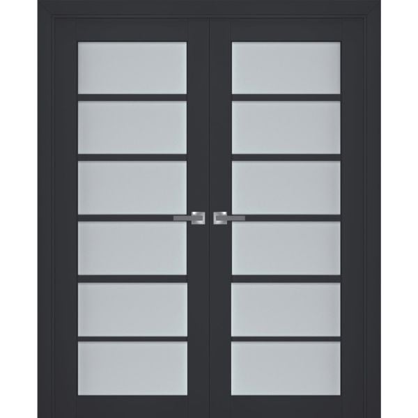 Felicia Clear Glass French White Doors with Installation Hardware Kit