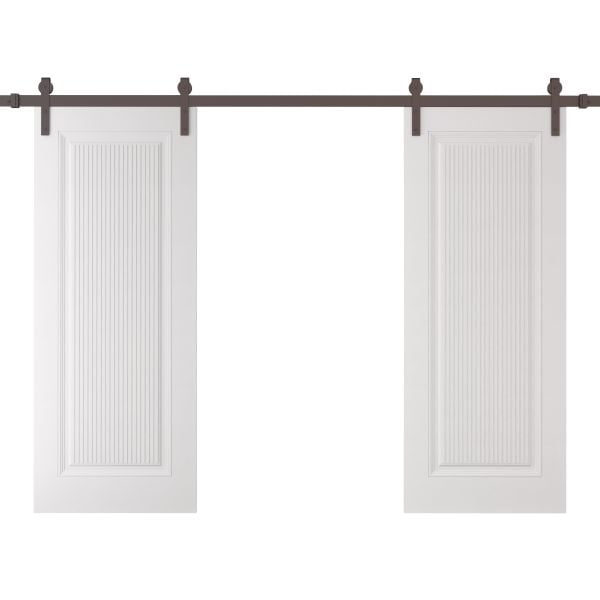 Double Barn Door 36 x 80 inches | ROYAL 9888 White Enamel | 13FT Rail Track Set | Solid Panel Interior Doors