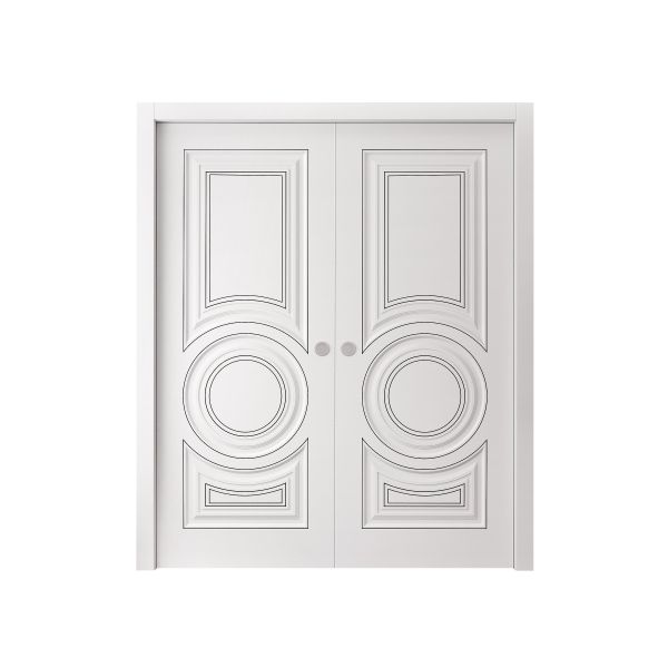 Sliding Double Pocket Doors 36 x 80 inches | ROYAL 9855 White Enamel | Kit Rail Hardware | Solid Wood Interior Bedroom Doors