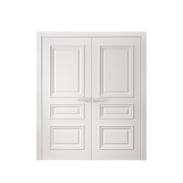 Interior Double Doors 36 x 80 inches | ROYAL 9833 White Enamel | Wood Interior Solid Panel Frame | Closet Bedroom Doors