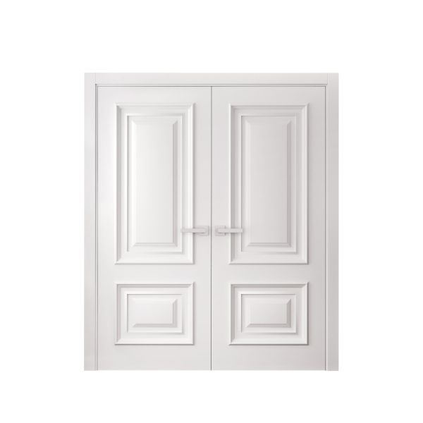 Interior Double Doors 36 x 80 inches | ROYAL 9822 White Enamel | Wood Interior Solid Panel Frame | Closet Bedroom Doors