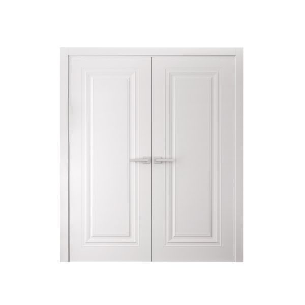 Interior Double Doors 36 x 80 inches | BASIC 9111 White | Wood Interior Solid Panel Frame | Closet Bedroom Doors