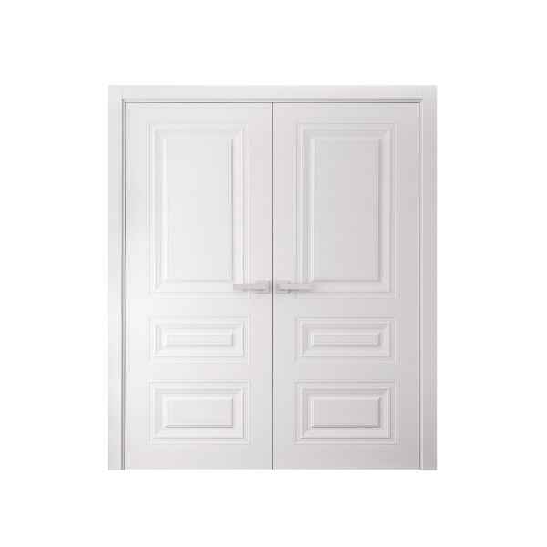 Interior Double Doors 36 x 80 inches | BASIC 9233 White | Wood Interior Solid Panel Frame | Closet Bedroom Doors