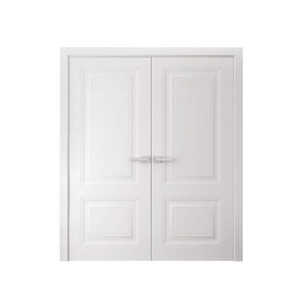 Interior Double Doors 36 x 80 inches | BASIC 9422 White | Wood Interior Solid Panel Frame | Closet Bedroom Doors
