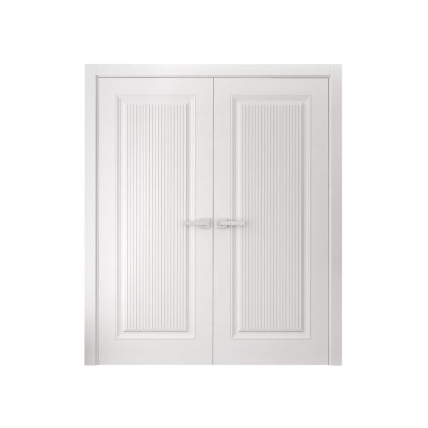 Interior Double Doors 36 x 80 inches | ROYAL 9888 White Enamel | Wood Interior Solid Panel Frame | Closet Bedroom Doors