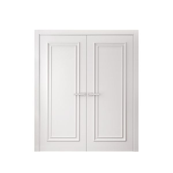 Interior Double Doors 36 x 80 inches | ROYAL 9811 White Enamel | Wood Interior Solid Panel Frame | Closet Bedroom Doors