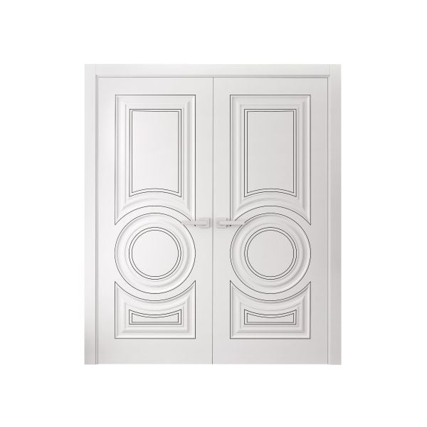 Interior Double Doors 36 x 80 inches | ROYAL 9855 White Enamel | Wood Interior Solid Panel Frame | Closet Bedroom Doors
