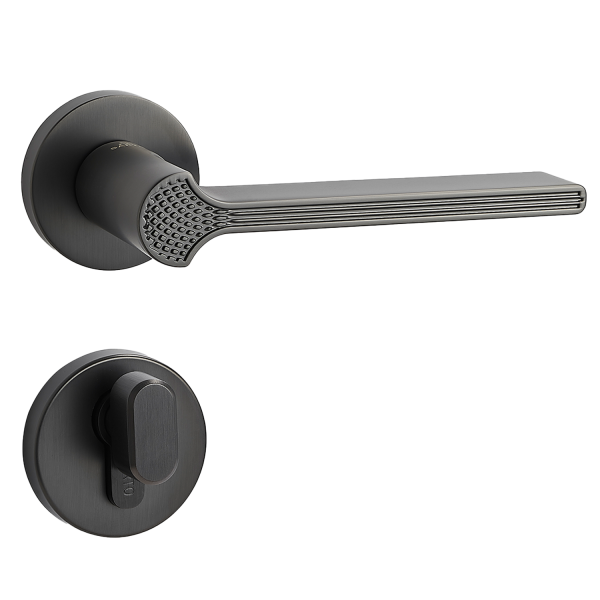 Door Euro Handle DUDAI for Magnetic Lock, Graphite, Privacy