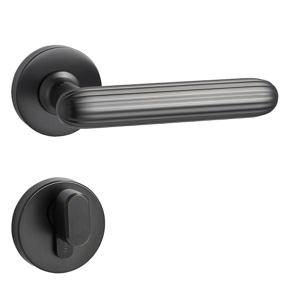 Door Euro Handle KYIV for Magnetic Lock, Graphite, Privacy