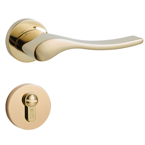 Door Euro Handle MIAMI for Magnetic Lock, Gold, Privacy