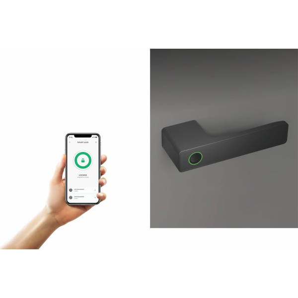 Interior Door Smart Fingerprint Euro Handle MONACO for With Lock, Black, ENTRY