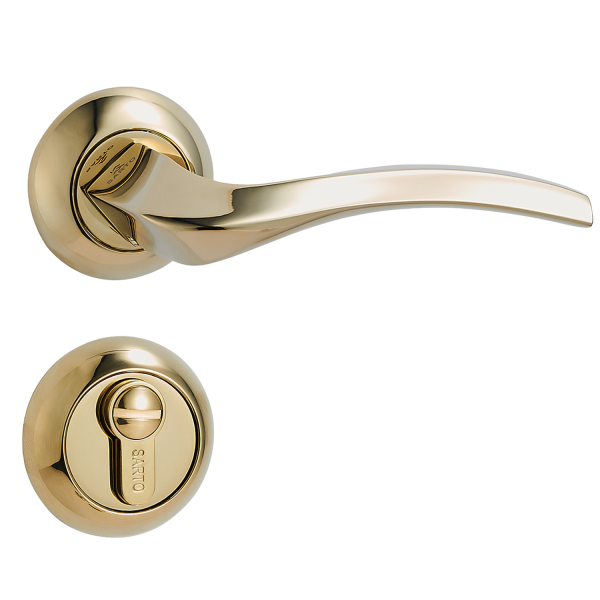 Door Euro Handle PORTLAND for Magnetic Lock, Gold, Privacy
