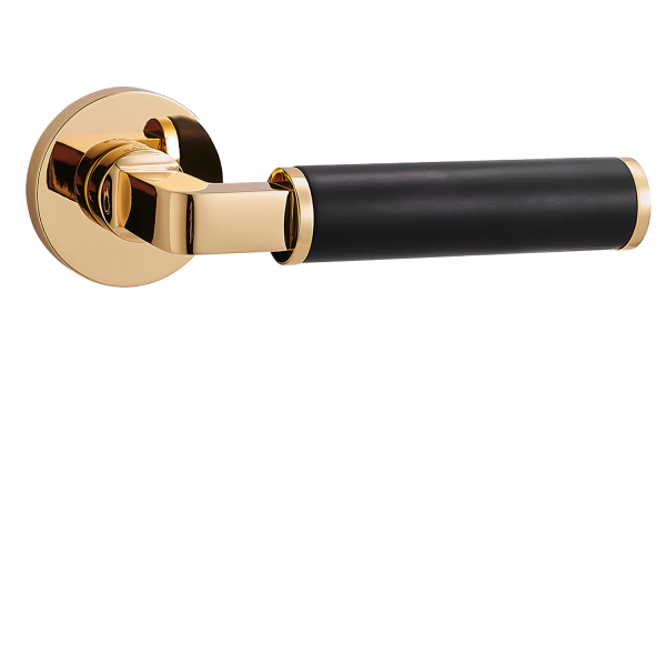 Door Euro Handle ZENITH for Magnetic Lock, Gold and Wooden, Passage