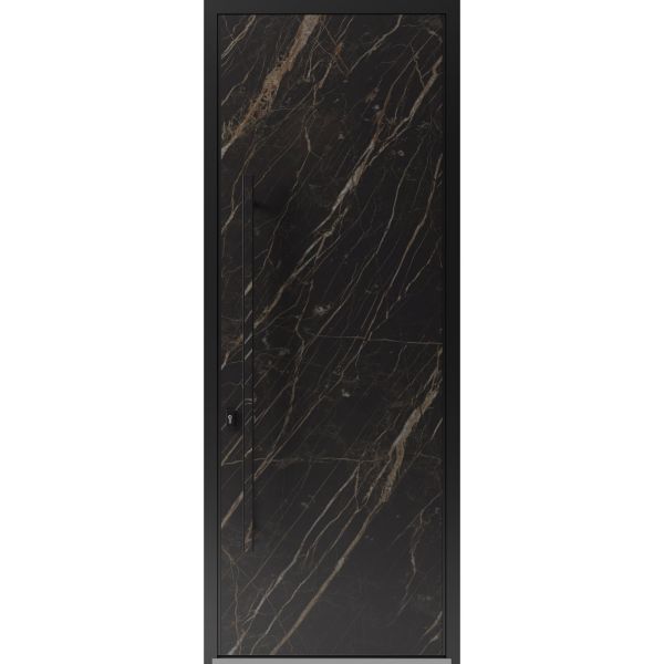 Front Exterior Prehung Steel Door / Dekton 0118 Natural Noir 96”/ Entry Metal Modern Painted W36" x H96" Right hand Inswing
