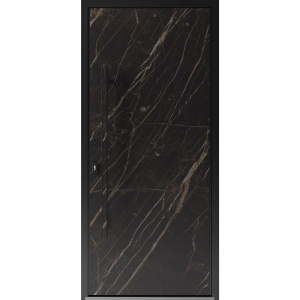 Front Exterior Prehung Steel Door / Dekton 0118 Natural Noir / Entry Metal Modern Painted W36" x H80" Right hand Inswing