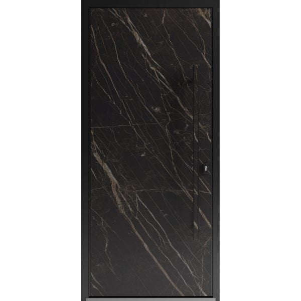 Front Exterior Prehung Steel Door / Dekton 0118 Natural Noir / Entry Metal Modern Painted W36" x H80" Left hand Inswing