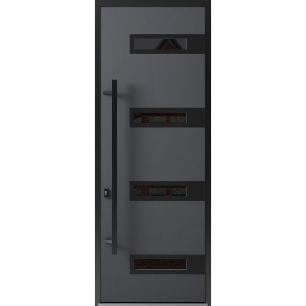 Front Exterior Prehung Steel Door / Ronex 0131 Grey 96" / Entry Metal Modern Painted W36" x H96" Right hand Inswing