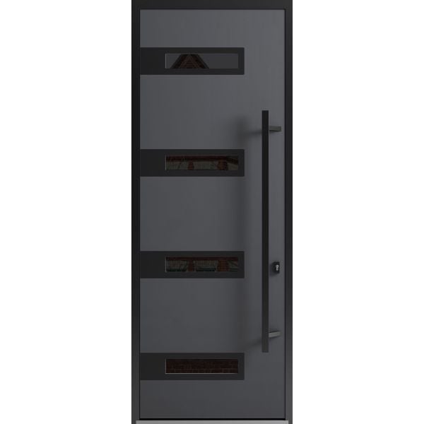 Front Exterior Prehung Steel Door / Ronex 0131 Grey 96" / Entry Metal Modern Painted W36" x H96" Left hand Inswing