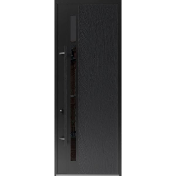Front Exterior Prehung Steel Door / Dekton 0163 Ardesia Nero 96”/ Entry Metal Modern Painted W36" x H96" Right hand Inswing